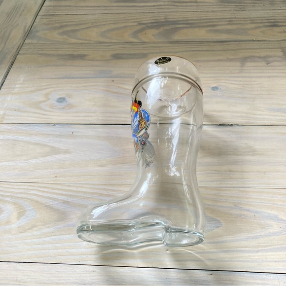 Berlin GERMANY Souvenir Beer Glass Boot Gold Rim 8 inches Tall 0.5 Liters - Picture 7 of 14